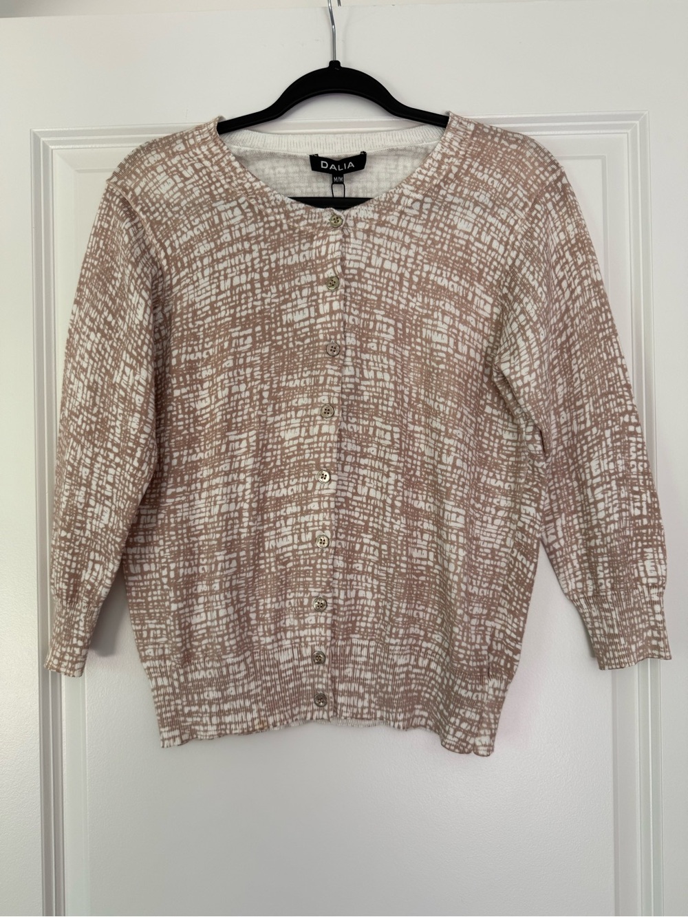 Dalia Cream and Taupe Textured Button-Front Cardigan